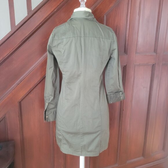 Old Navy Womens Army Green Long-Sleeve Utility Shirt Dress With Pockets Size S - Picture 3 of 4